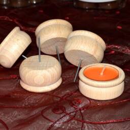 4 Wooden Candlesticks For Tea Lights, Beechwood Candlesticks, Advent Wreath Make Your Own - thumbnail 2