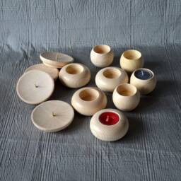 4 Wooden Candlesticks For Tea Lights, Beechwood Candlesticks, Advent Wreath Make Your Own - thumbnail 4