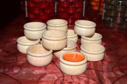 4 Wooden Candlesticks For Tea Lights, Beechwood Candlesticks, Advent Wreath Make Your Own - thumbnail 1