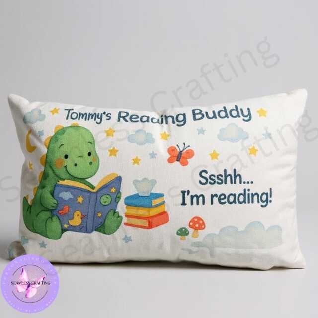Personalized Reading Buddy Cushion Dinosaur Or Unicorn Kids Pillow - image 1