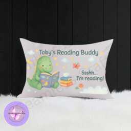 Personalized Reading Buddy Cushion Dinosaur Or Unicorn Kids Pillow - thumbnail 4