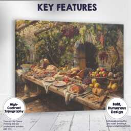 Rustic Vineyard Harvest Feast Country Dining Table Canvas Wall Art Print Decor Picture Ready To Hang - thumbnail 1