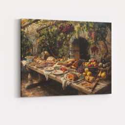 Rustic Vineyard Harvest Feast Country Dining Table Canvas Wall Art Print Decor Picture Ready To Hang - thumbnail 4