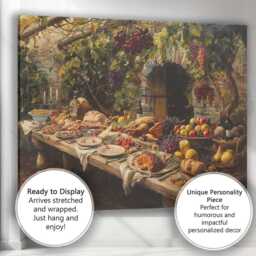 Rustic Vineyard Harvest Feast Country Dining Table Canvas Wall Art Print Decor Picture Ready To Hang - thumbnail 3