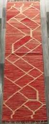 Nordic Runner Kilim Rug, Modern Artisan Scandinavian Afghan Turkish Abstract Art Wool Rug 203x62 cm - thumbnail 1
