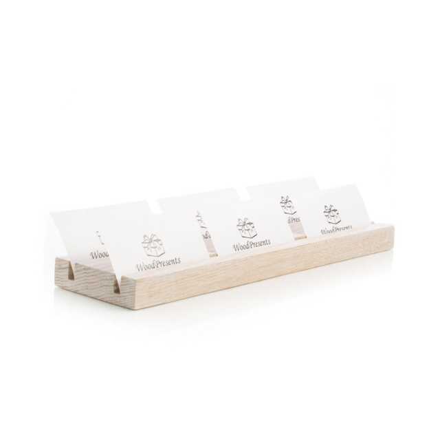 Personalized Oak Wood Multiple Business Card Holder Desk Organizer Company Gift - image 1