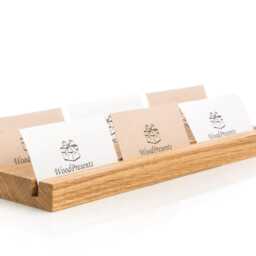 Personalized Oak Wood Multiple Business Card Holder Desk Organizer Company Gift - thumbnail 3