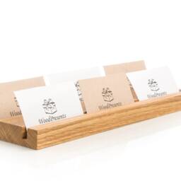 Personalized Oak Wood Multiple Business Card Holder Desk Organizer Company Gift - thumbnail 3