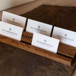 Personalized Oak Wood Multiple Business Card Holder Desk Organizer Company Gift - thumbnail 4