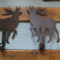 Rustic Blackened Metal Reindeer Christmas Stocking Hanger Country Wall Art Hook - thumbnail 2