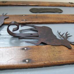 Rustic Blackened Metal Reindeer Christmas Stocking Hanger Country Wall Art Hook - thumbnail 3