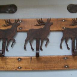 Rustic Blackened Metal Reindeer Christmas Stocking Hanger Country Wall Art Hook - thumbnail 4