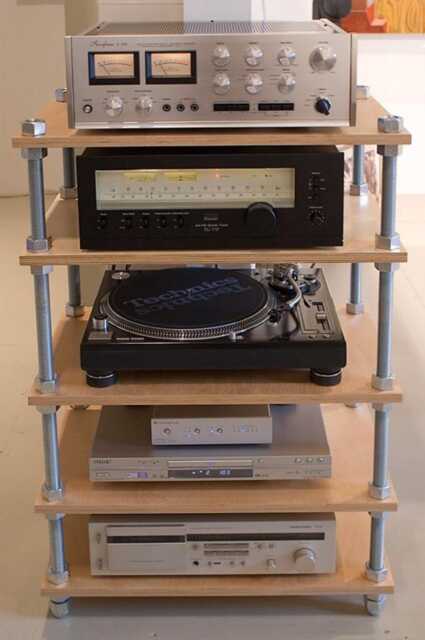 Adjustable Hifi Audio Rack - Heavy Duty - Custom Hifi Turntable Stand Stereo Stand, Oak Wood - image 1