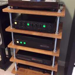 Adjustable Hifi Audio Rack - Heavy Duty - Custom Hifi Turntable Stand Stereo Stand, Oak Wood - thumbnail 2