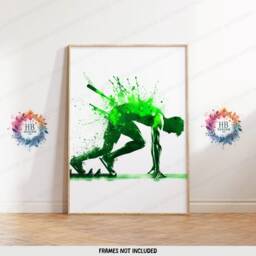 Green Athletics Print Set - Of 3 Runner Posters - Sprinter Art Painting Decoration Decor Running Wall Poster Gift Run Gifts - thumbnail 3
