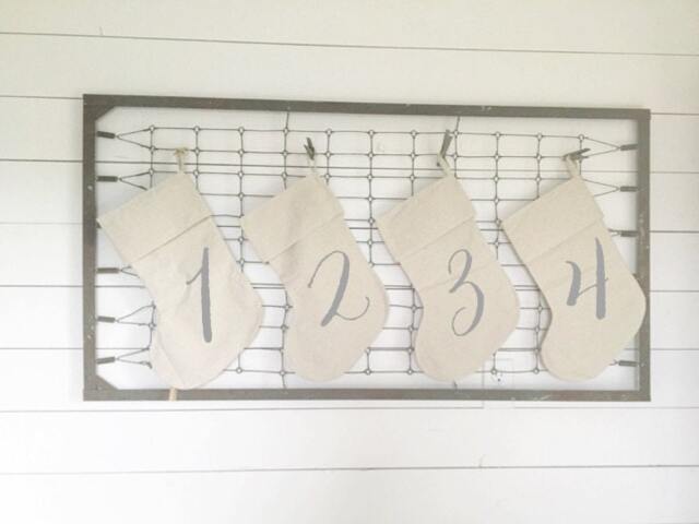 Personalized Christmas Stockings Set Of Four - 4, Numerical Stockings, Rustic Family