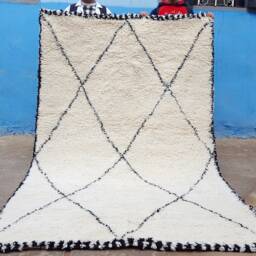 Moroccan Berber White Rug Beni Ourain Handmade Rug 100% Wool 8/5.5 Feet - thumbnail 3