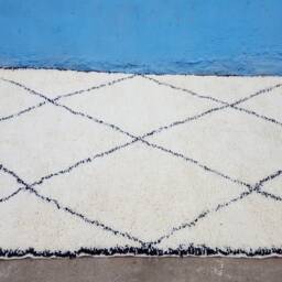 Moroccan Berber White Rug Beni Ourain Handmade Rug 100% Wool 8/5.5 Feet - thumbnail 2