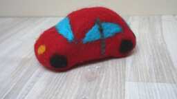 Car Shape Wool Baby Rattle Shaker Red Blue Yellow Green Felted Easter Gift Natural Toddler Toy Game Waldorf Montessori Boy Girl Unisex