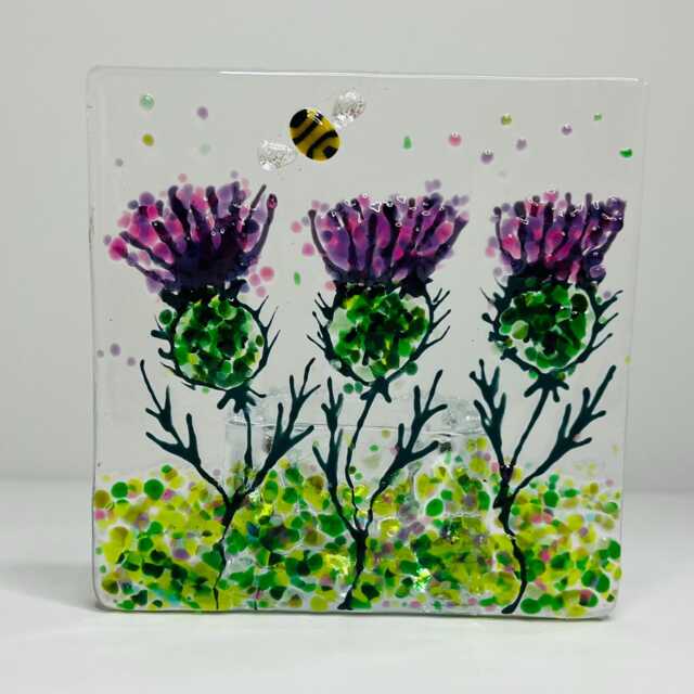 Thistle & Bee Design Handmade Fused Glass Tealight Holder - image 1