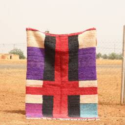 Colorful Abstract Boujad Rug Handmade Moroccan Wool Carpet - thumbnail 1