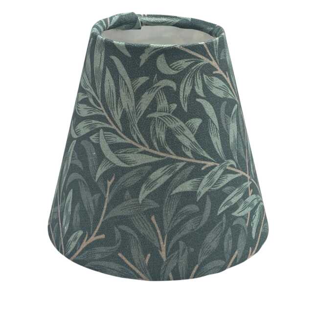 William Morris Candle Clip Lampshade With Willow Bough Dark Green, Handmade Lampshade, On Leaf - image 1