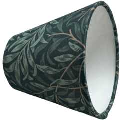 William Morris Candle Clip Lampshade With Willow Bough Dark Green, Handmade Lampshade, On Leaf - thumbnail 2