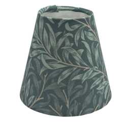William Morris Candle Clip Lampshade With Willow Bough Dark Green, Handmade Lampshade, On Leaf - thumbnail 1