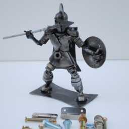 Mini Spartan Warrior Sculpture, Handmade Scrap Metal Figurine, Traditional Iron Gift, Desk Paperweight - thumbnail 2