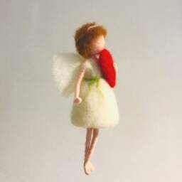 Needle Felted Angel Figure Toy Elf Doll Ornament Red Heart With Wing Home D??cor Wall Bedroom Decoration Gift For Her - thumbnail 2