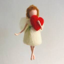 Needle Felted Angel Figure Toy Elf Doll Ornament Red Heart With Wing Home D??cor Wall Bedroom Decoration Gift For Her