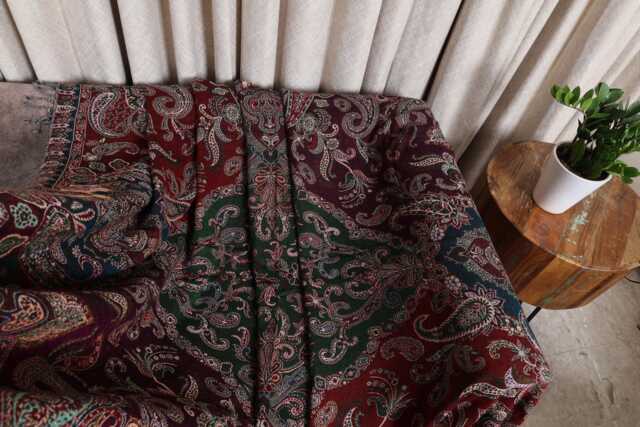Luxury Boiled Pure Merino Wool Reversible Sofa Or Bed Throws For Ultimate Comfort & Style - Classic Indian Paisley in Multicolour - image 1
