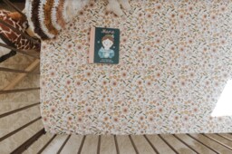 Floral Crib Sheet Pink, Green & Mustard Baby Bedding - thumbnail 1