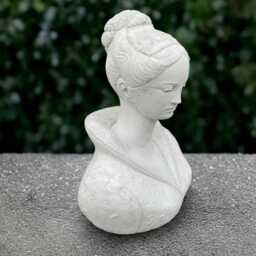 Stone Woman Bust Sculpture Outdoor Face Statue Cement Person Head Decoration Front Door Ornament Handmade Figurine Lady Lover Gift - thumbnail 4