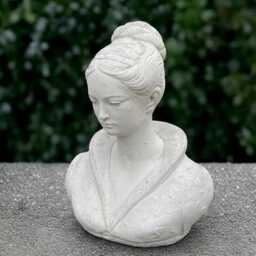 Stone Woman Bust Sculpture Outdoor Face Statue Cement Person Head Decoration Front Door Ornament Handmade Figurine Lady Lover Gift - thumbnail 3