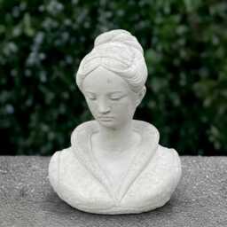 Stone Woman Bust Sculpture Outdoor Face Statue Cement Person Head Decoration Front Door Ornament Handmade Figurine Lady Lover Gift - thumbnail 1