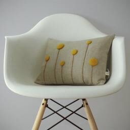 Yellow Billy Ball Flower Pillow Cover By Jillianrenedecor Craspedia Button Botanical Home Decor Spring Wedding Mustard Moss Marigold - thumbnail 3