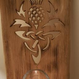 Solid Oak Rustic Handmade Thistle Candle Sconce - Single .candles /Glass Etc Not Included - thumbnail 4