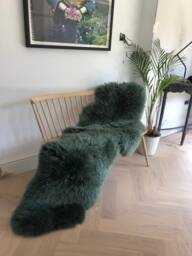 Green Sheepskin, Double Length, Moss Green, Xl Long Sheepskin Rug, Interior Accessories, Fur Rug - thumbnail 1