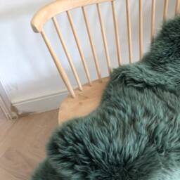 Green Sheepskin, Double Length, Moss Green, Xl Long Sheepskin Rug, Interior Accessories, Fur Rug - thumbnail 3