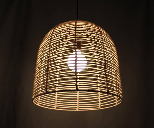 Handwoven Bell Rattan Pendant Light, Rustic Lampshade - image 1