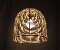Handwoven Bell Rattan Pendant Light, Rustic Lampshade - thumbnail 1