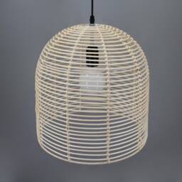 Handwoven Bell Rattan Pendant Light, Rustic Lampshade - thumbnail 2