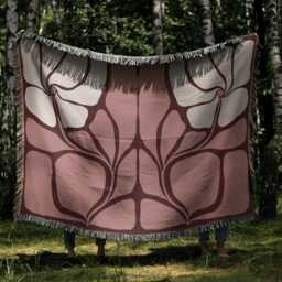 Art Nouveau Floral Woven Throw Blanket - Blush & Cream - thumbnail 2
