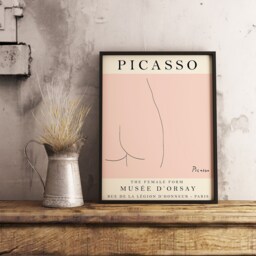 Picasso Exhibition Poster, Female Body, Pink Vintage Art, Minimalist Line Drawing, Art Print, Bedroom Gift, A1/A2/A3/A4 - thumbnail 2