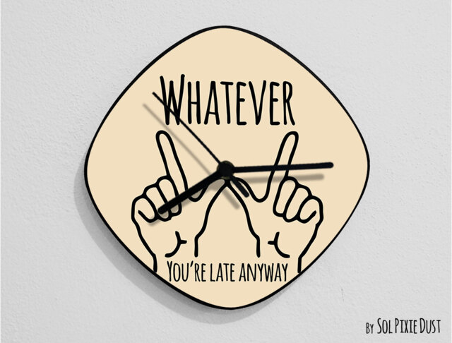 Whatever, You're Late Anyway Hand Symbol/Oval Beige - Wall Clock - image 1