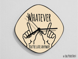 Whatever, You're Late Anyway Hand Symbol/Oval Beige - Wall Clock