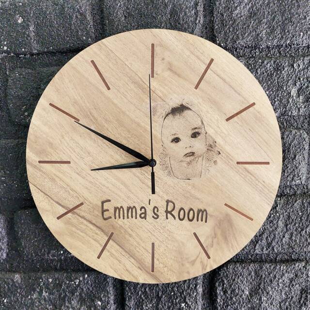 Personalized Engraved Photo Clock/Custom Wood Nursery Decor - image 1