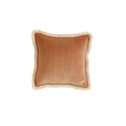 Caramel Soft Velvet Cushion With Fringe, Decorative Pillow, Velvet Sofa Cushion, Pillow For Living Room, Exclusive - thumbnail 2