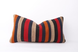 Handmade Turkish Kilim Lumbar Pillow Cover Bohemian Home Decor - 12x24 - thumbnail 1
